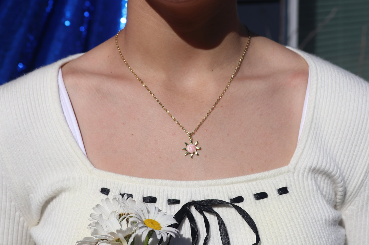 Summer color sun 18k gold necklace