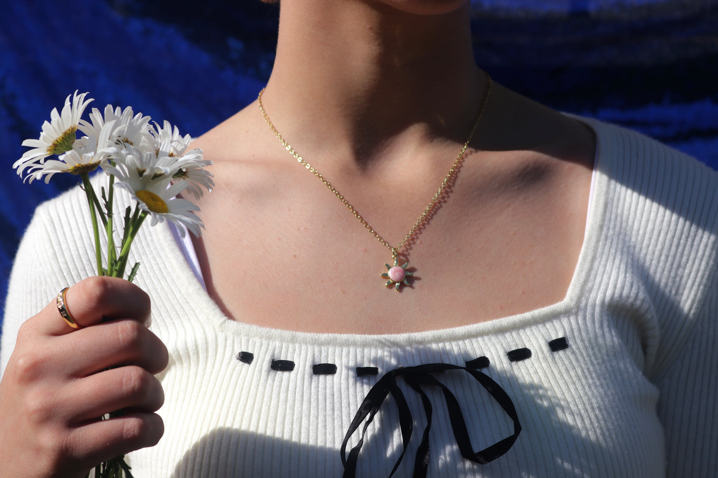 Summer color sun 18k gold necklace