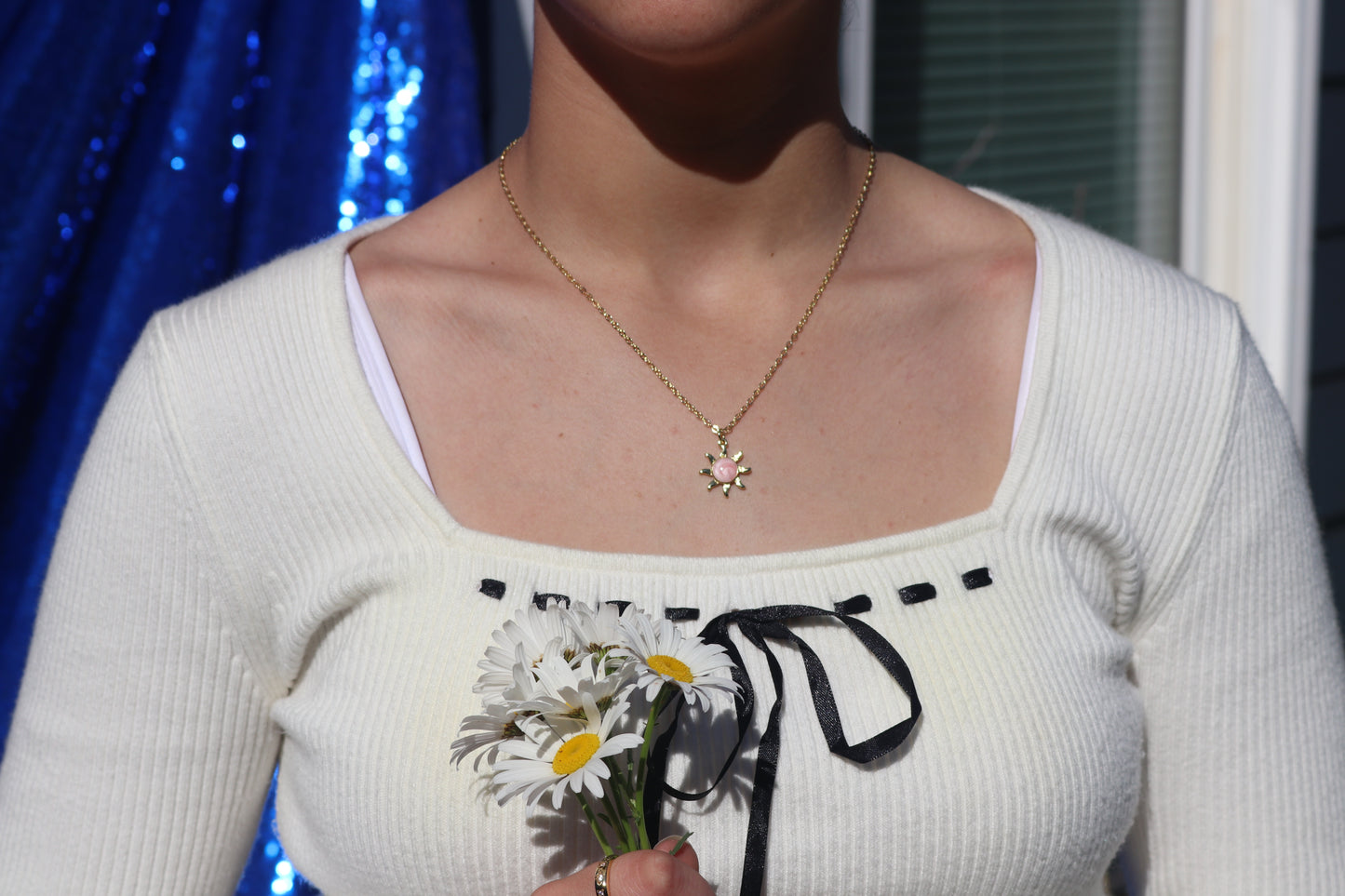 Summer color sun 18k gold necklace