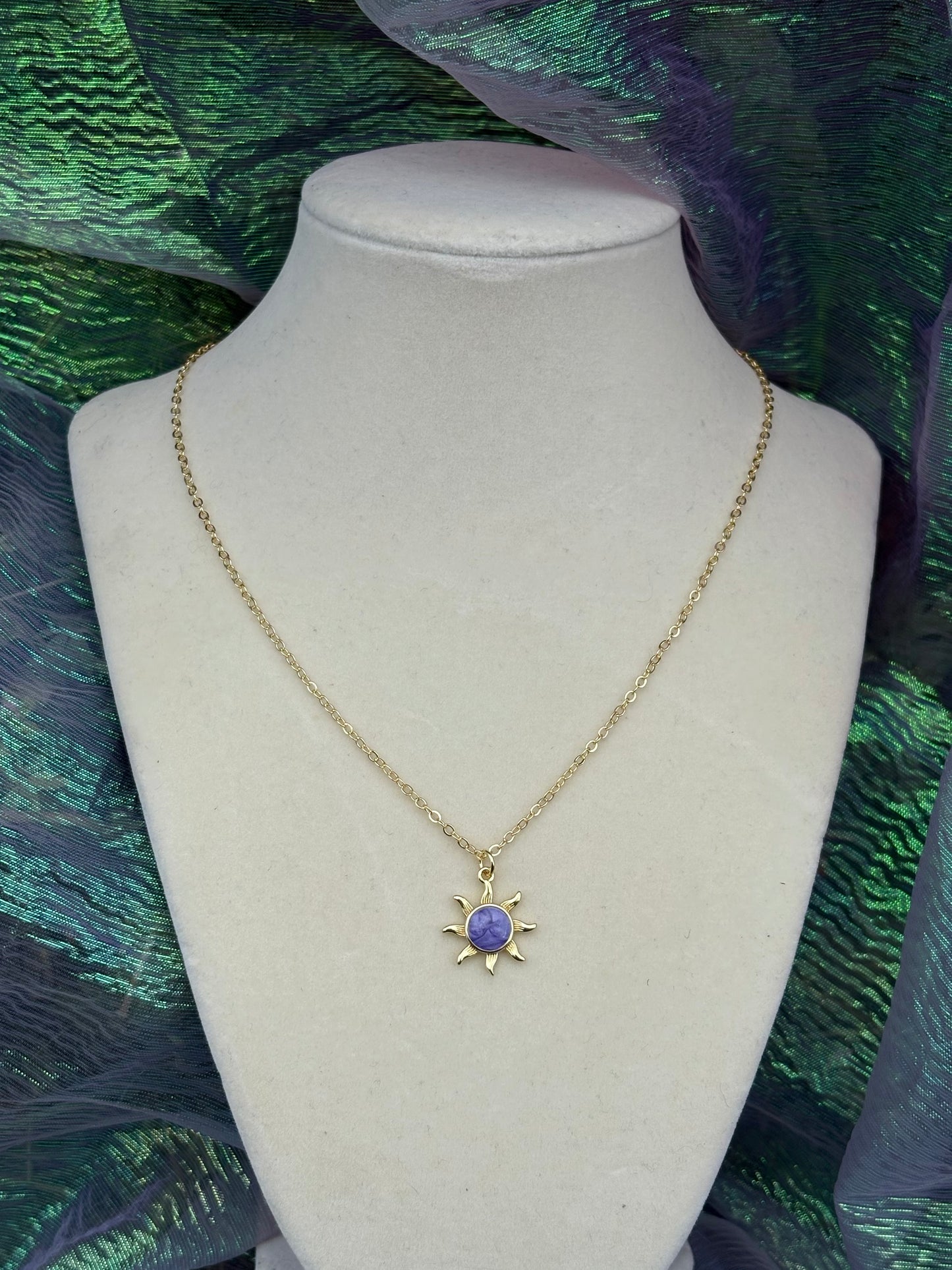 Summer color sun 18k gold necklace