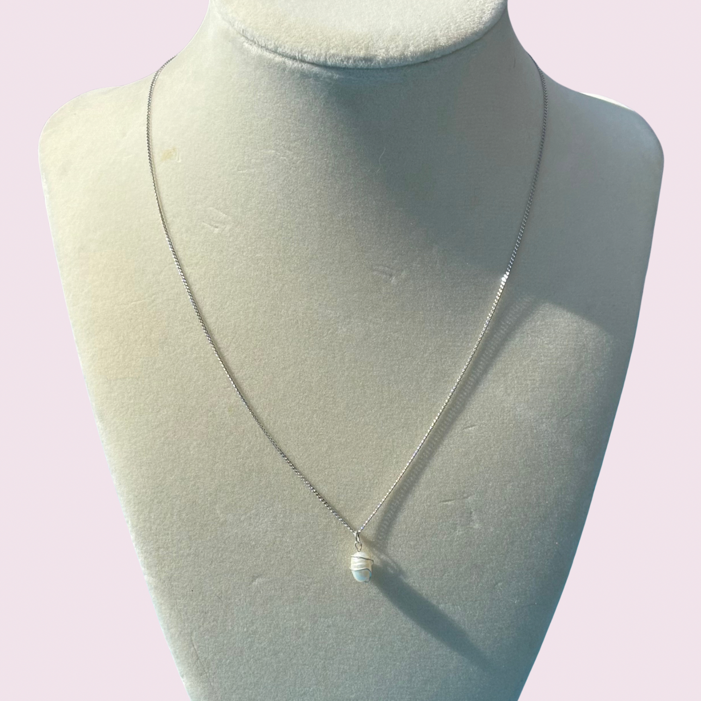 Dainty sterling silver tiny pearl necklace adjustable