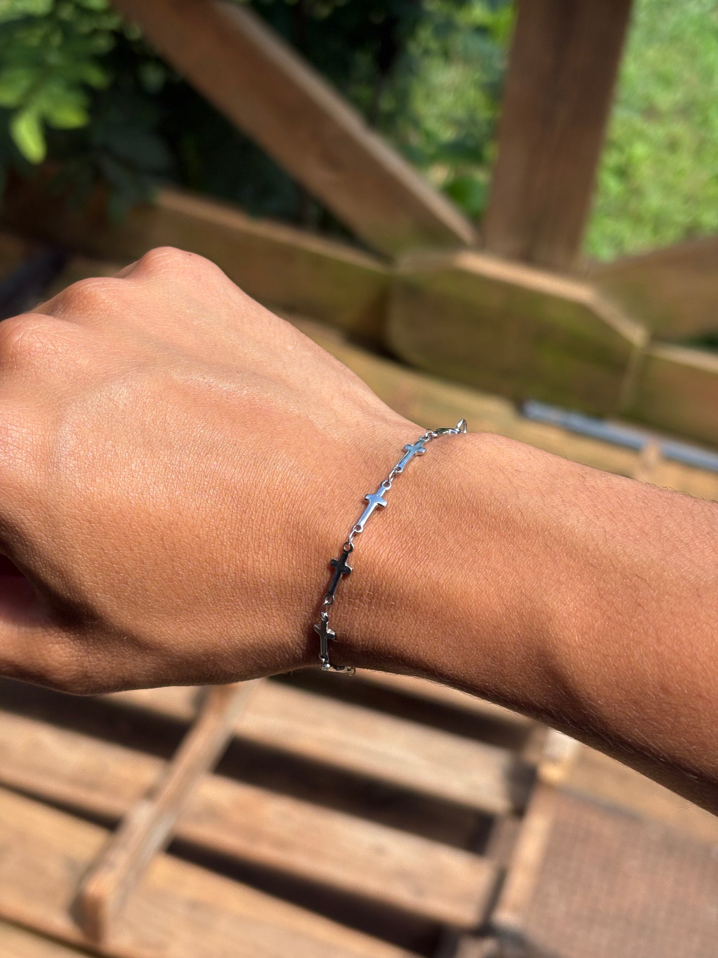 Stainless steel cross bracelet