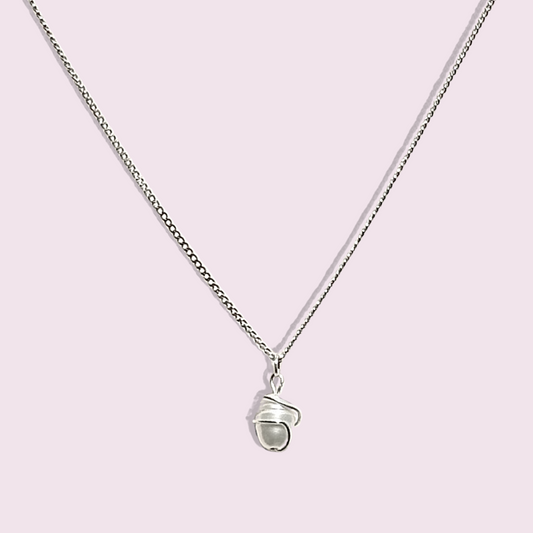 Dainty sterling silver tiny pearl necklace adjustable