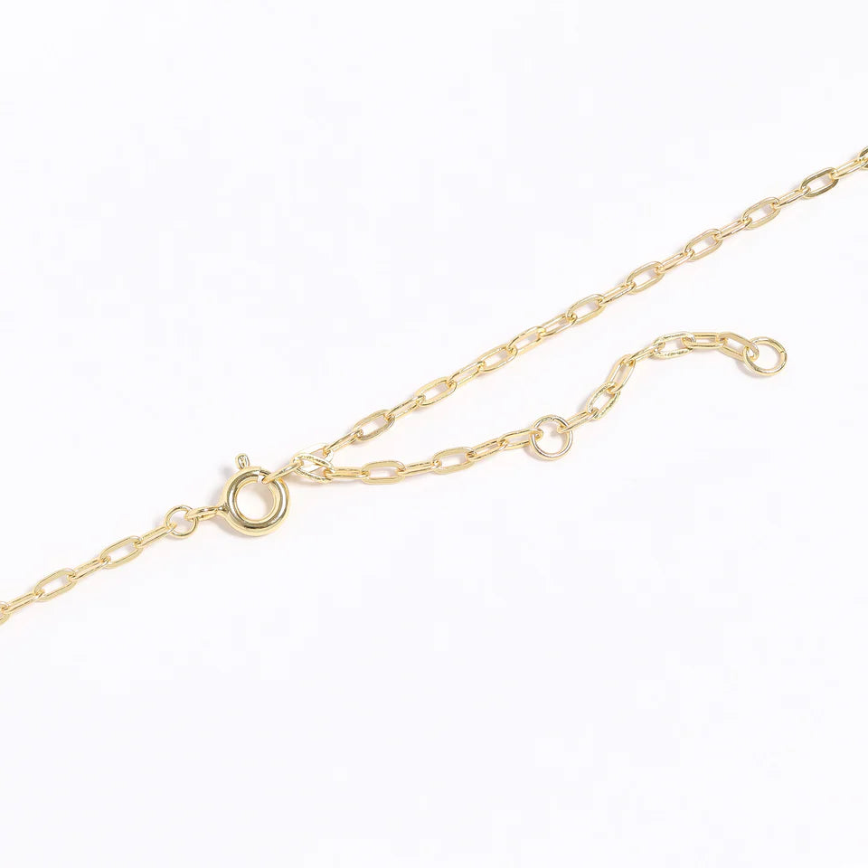 Mother of Pearl Sunburst Mystical Gold Paperclip Charm Necklace