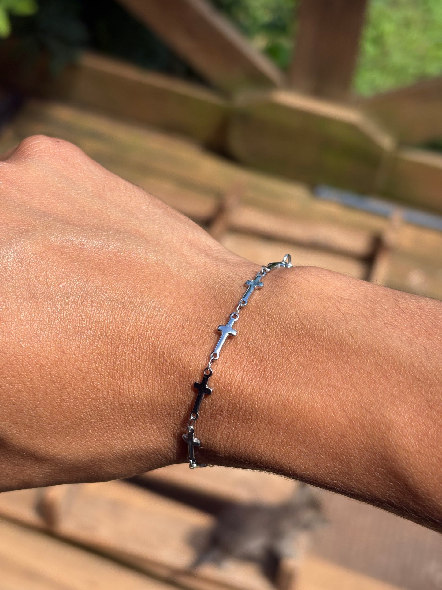 Stainless steel cross bracelet